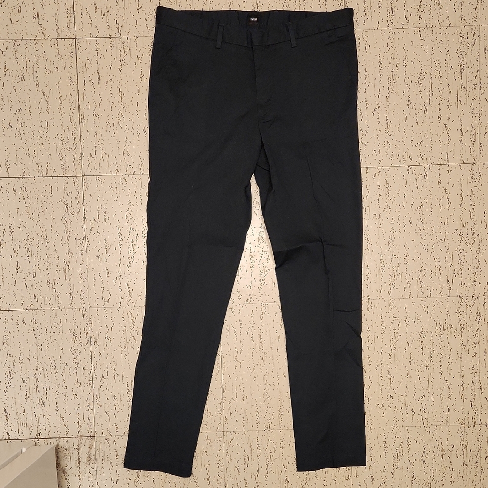 Hugo Boss Slim Tapered Dark Navy Blue Casual Dress Pants